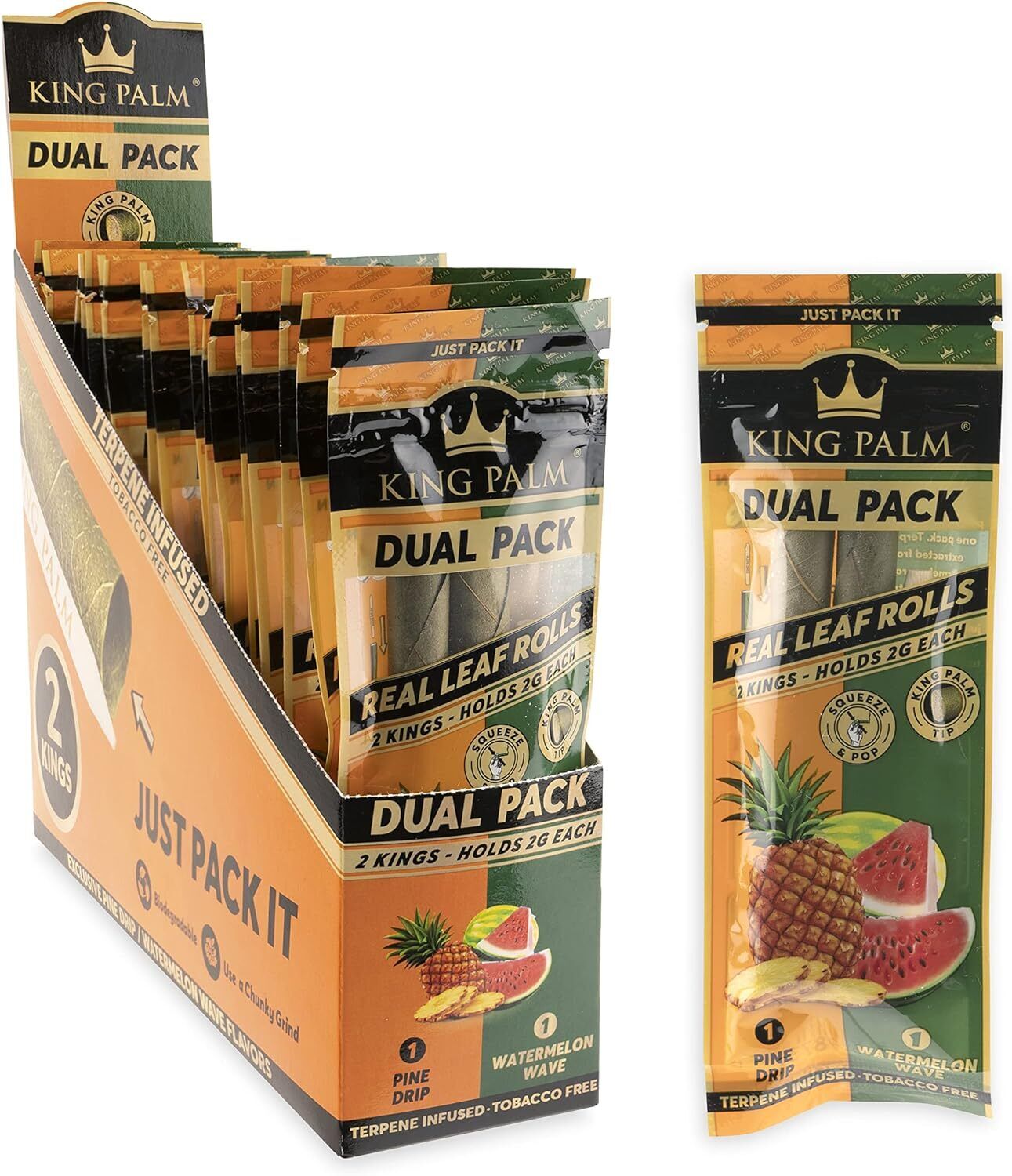 King Palm | King | Dual Pack | Prerolled Palm Leafs | 20 Packs, 2 Rolls Per Pack