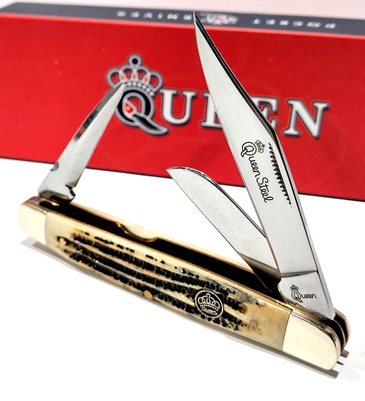 Queen Cutlery Company Stockman Winterbottom Jigged Bone Coping Pocket Knife