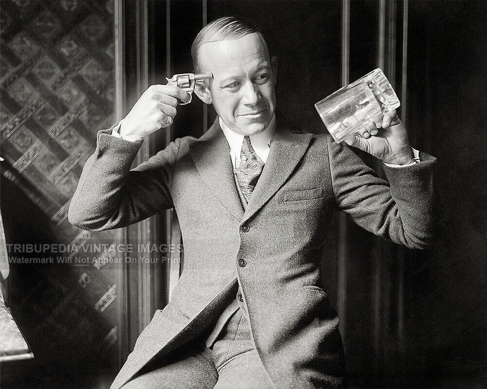 Vintage 1920 Prohibition Photo - No More Beer - Comedian Ernest Hare Empty Mug