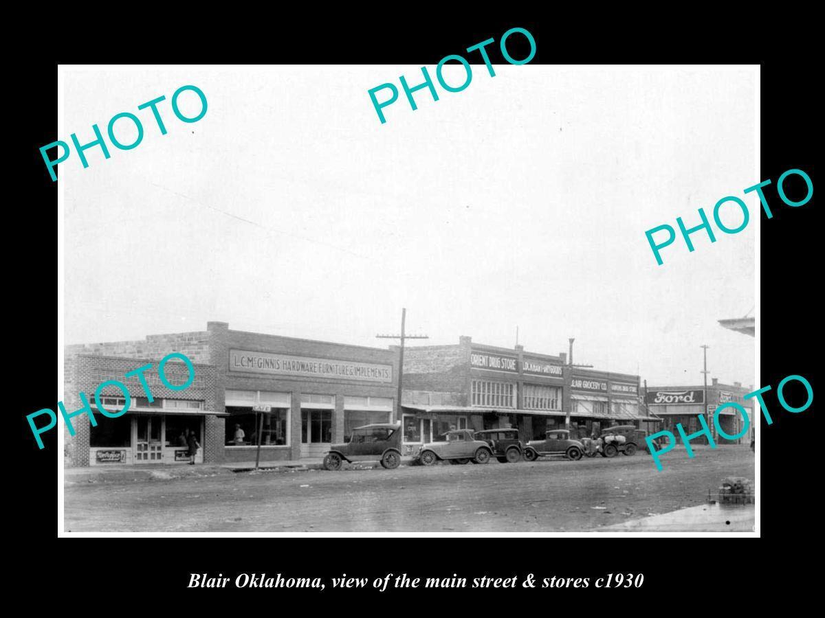 OLD LARGE HISTORIC PHOTO OF BLAIR OKLAHOMA THE MAIN STREET & STORES c1930