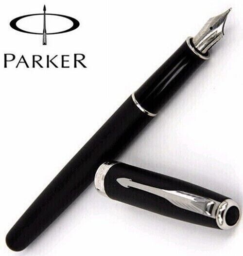 Parker Sonnet Fountain Pen Matte Black Silver Clip With Medium 0.7mm Steel Nib