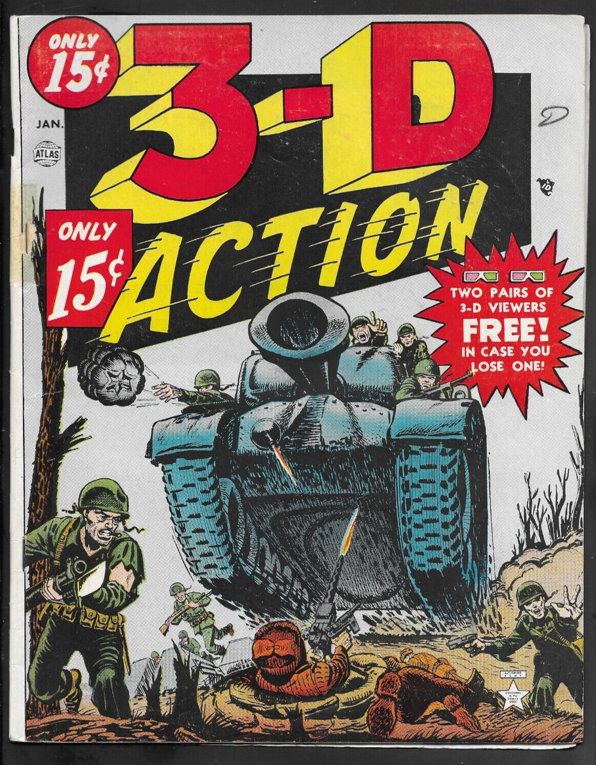 3-D ACTION * Atlas * Jan 1954 *  Rare * 15 Cent Cover * Upper Grade