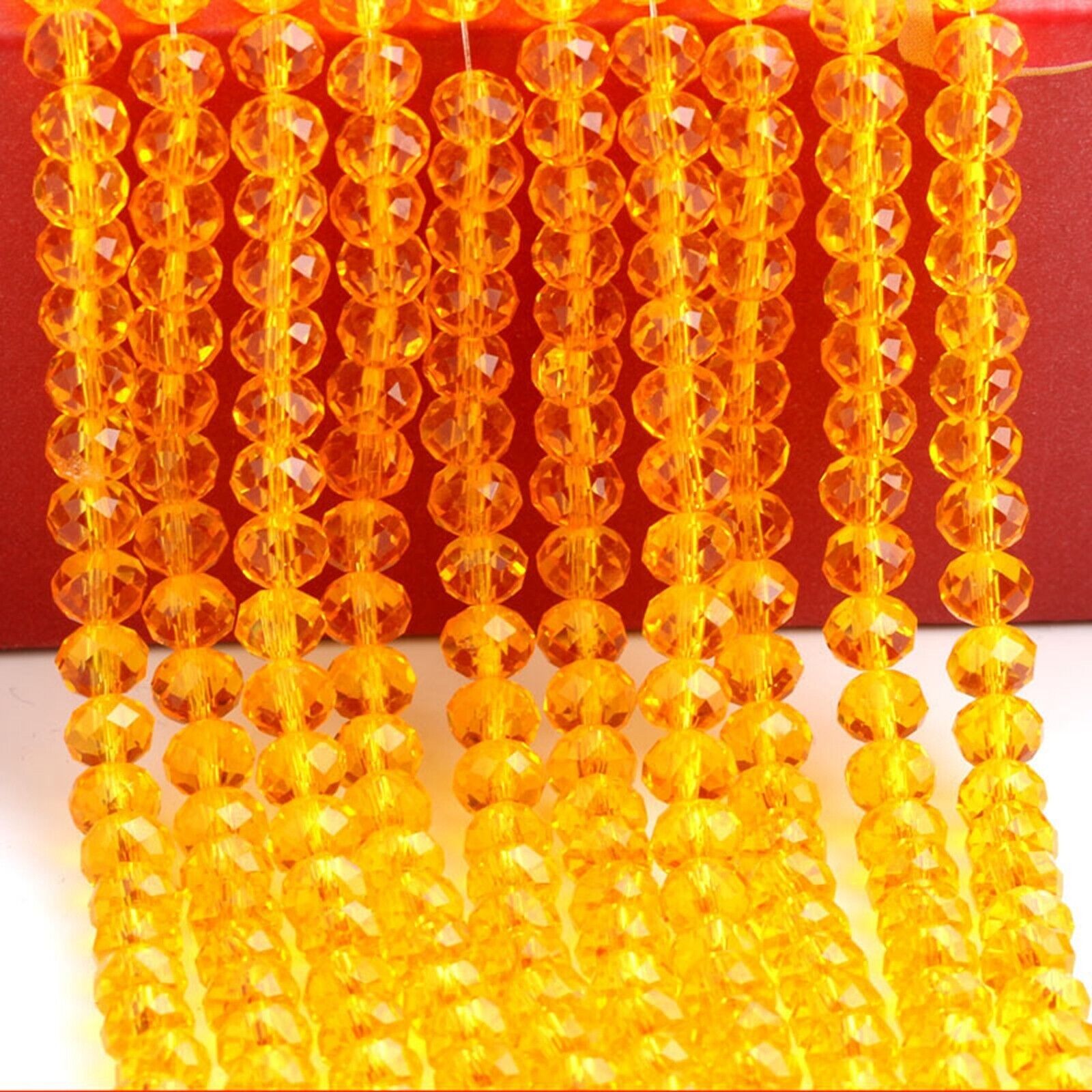 150pcs 2X3mm Faceted Rondelle Crystal Glass Beads ~ Orange Craft Jewelry Making