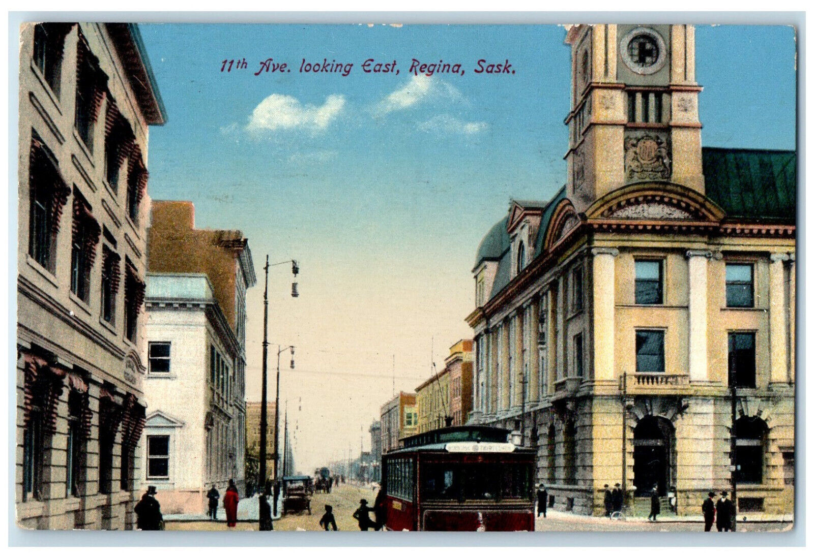 1914 11th Avenue Looking East Regina Saskatchewan Canada Antique Postcard