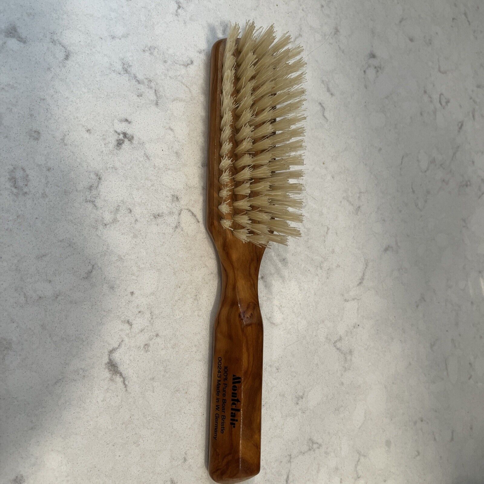 Vintage Montclair 00243 Boar Bristle Hairbrush Made W. Germany Burled Wood Handl