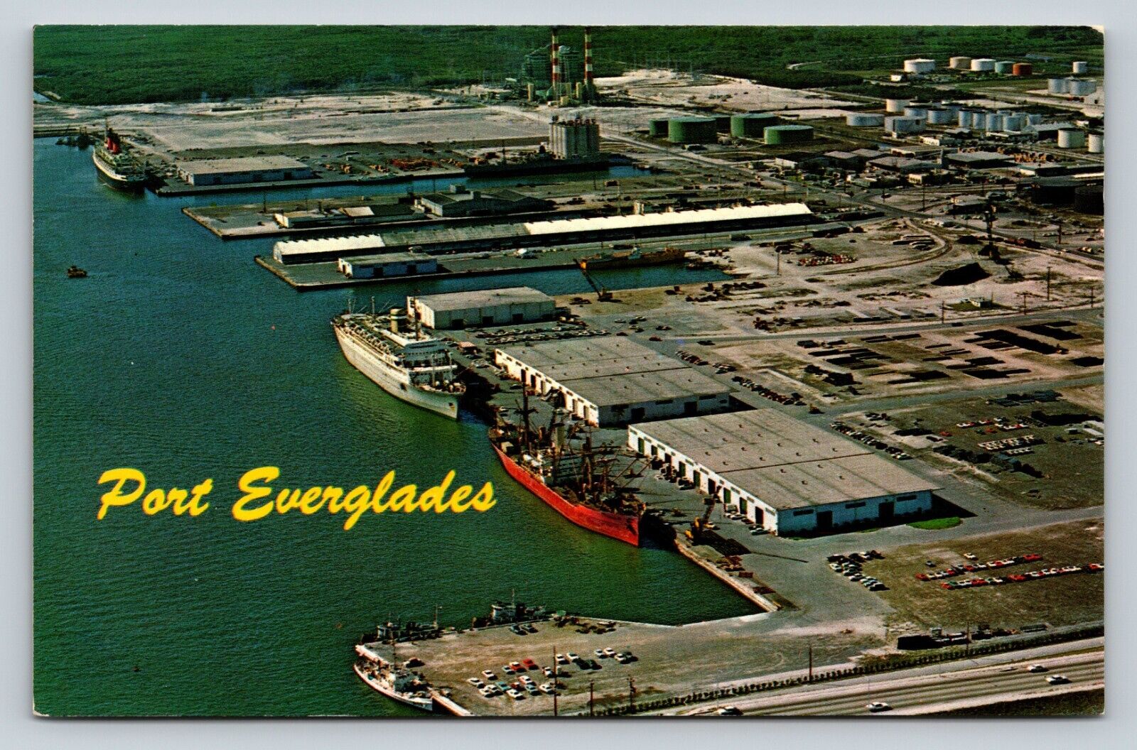 Aerial View Of Port Everglades of FORT LAUDERDALE Florida Vintage Postcard 0715