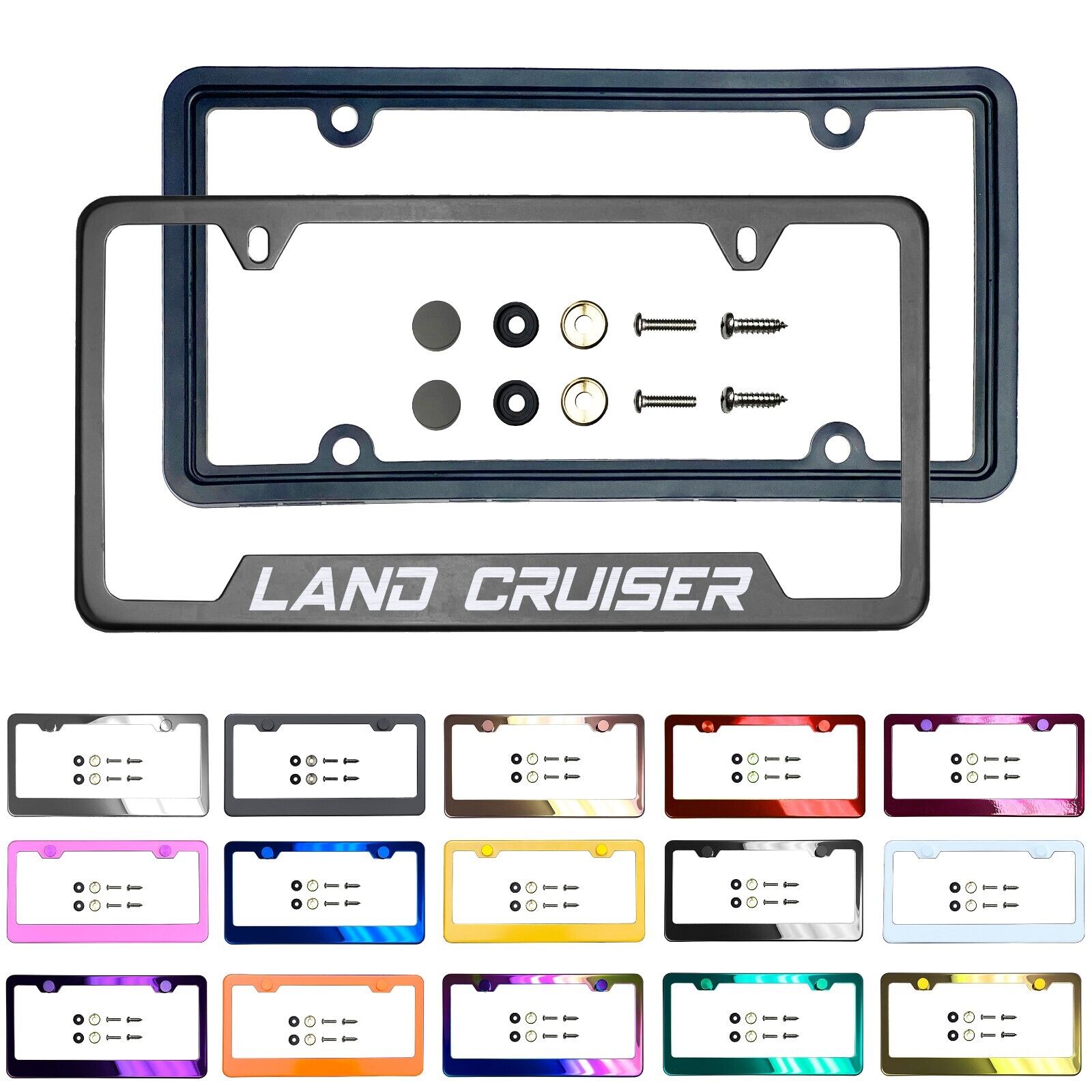 Laser Customize Stainless Steel License frame Silicone Guard Fit Land Cruiser