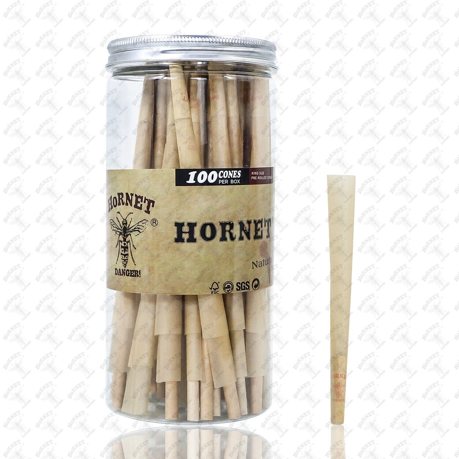 Authentic Hornet Cones Classic King Size 100- Pre Rolled Cones with Filter Tips