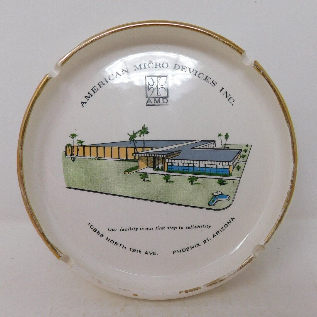 c. 1962 American Micro Devices Ash Tray Semiconductors Advertising Defunct Corp.