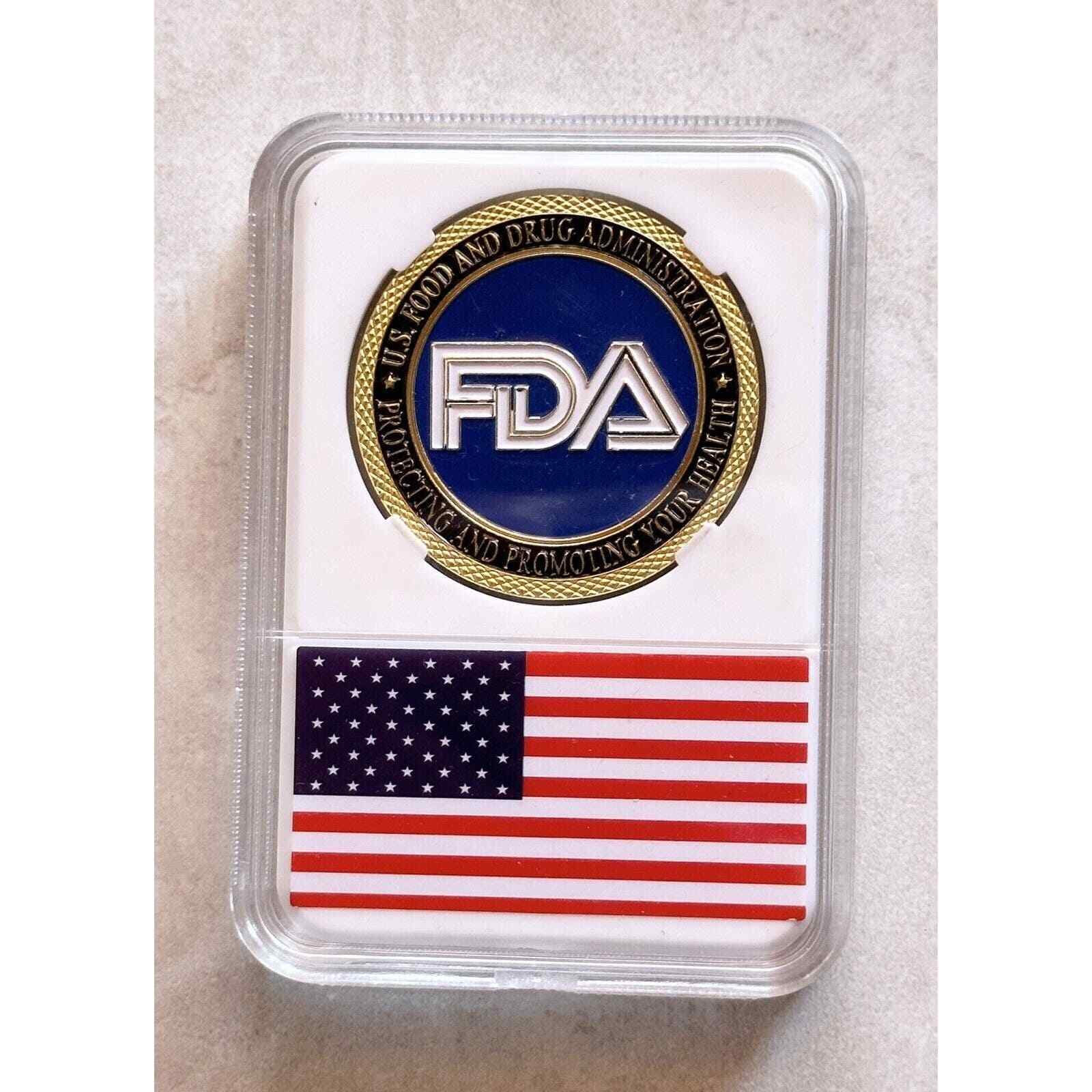 FDA US Food & Drug Administration Challenge Coin with American Flag Case