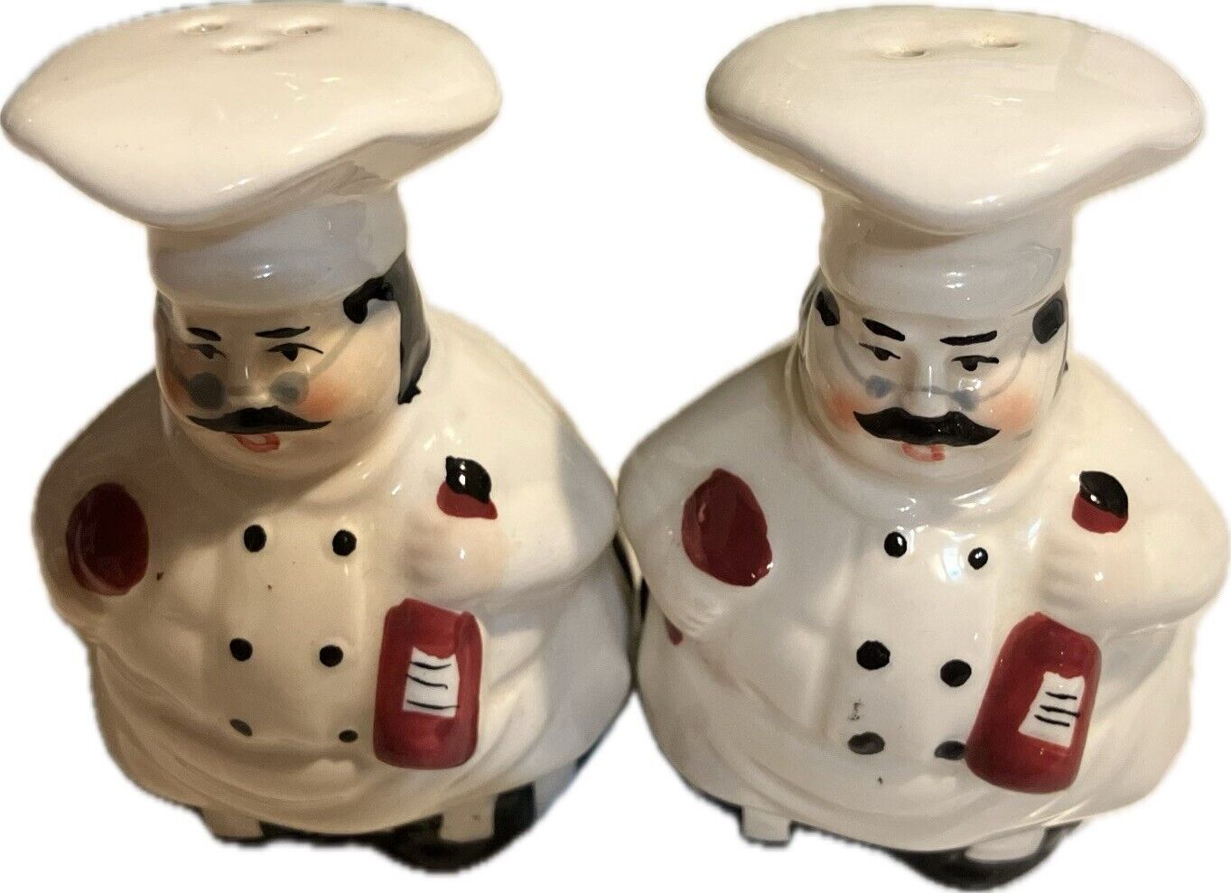 Vintage Fat Chefs Bakers Salt & Pepper Shakers Set Stoneware