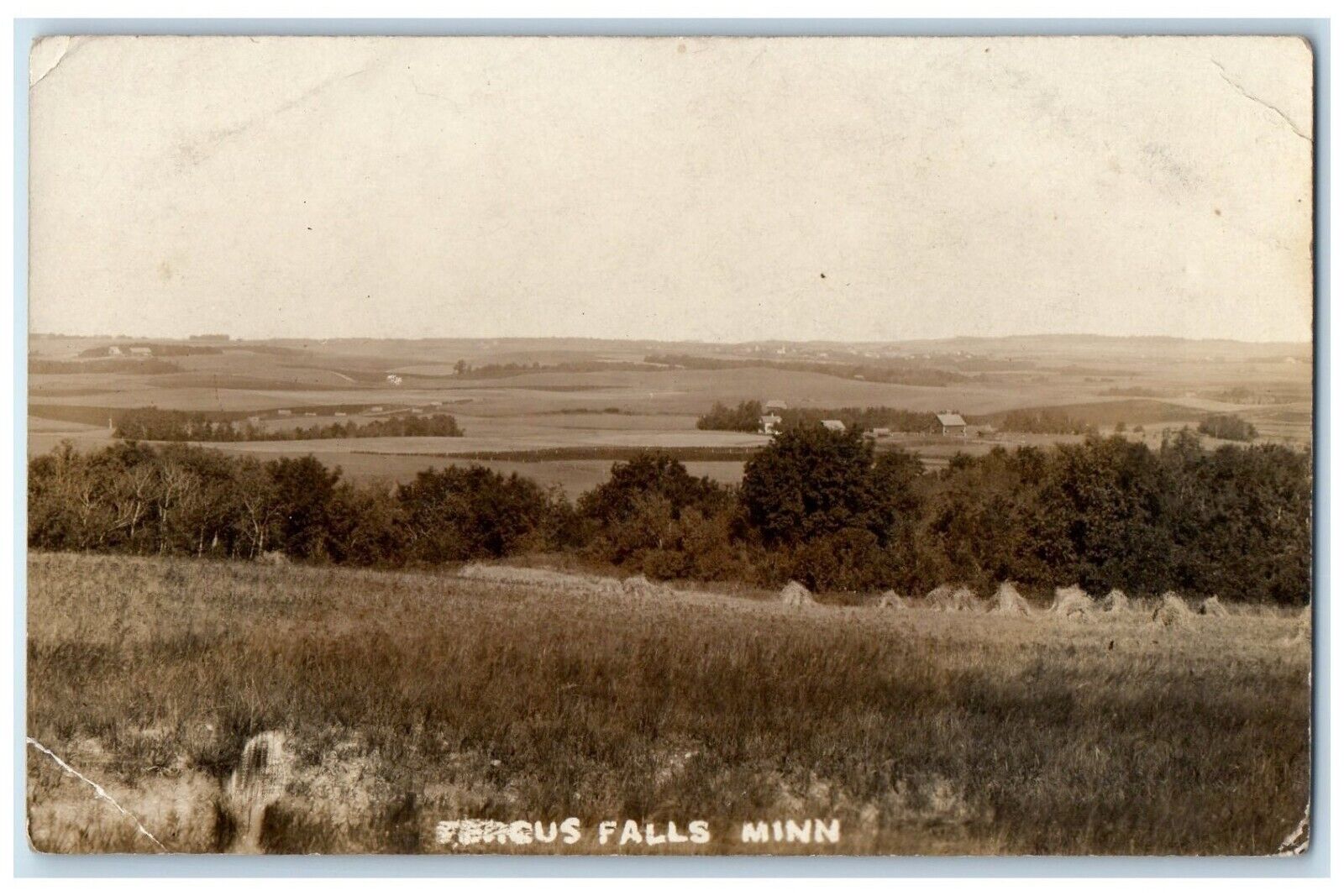 c1910's View Of Fergus Falls Minnesota MN RPPC Photo Posted Antique Postcard