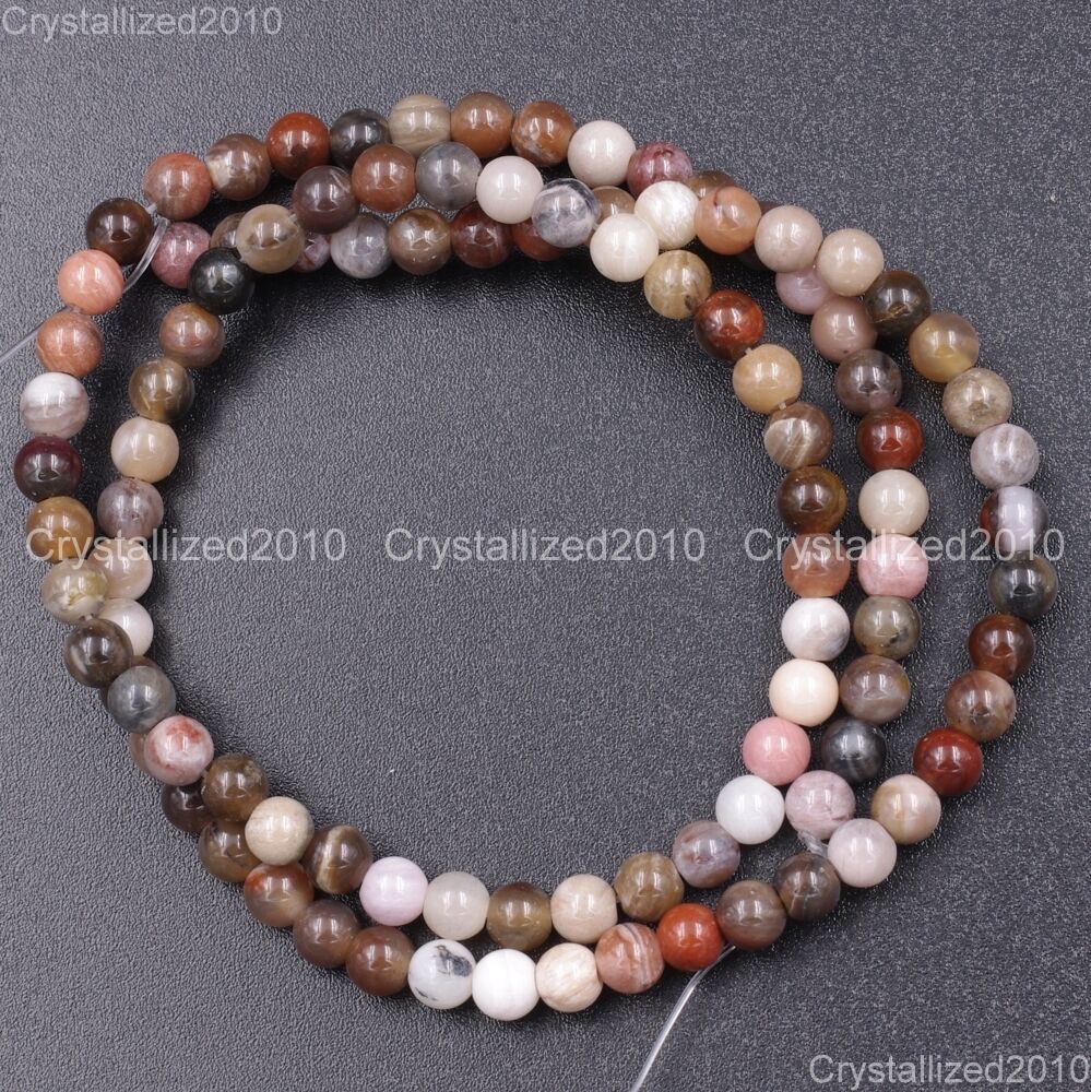 Natural Gemstone Petrified Wood Silicified Quartz Crystal Round Healing Beads