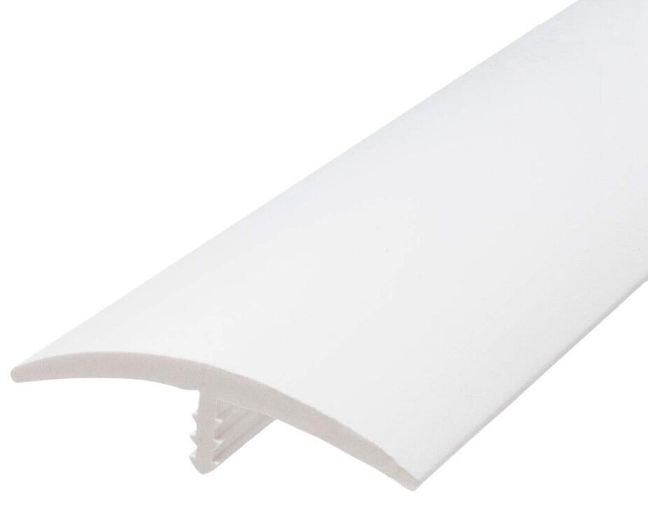 Plastic T-molding 1-1/2 Inch Flexible Polyethylene Center Barb 12 Feet White