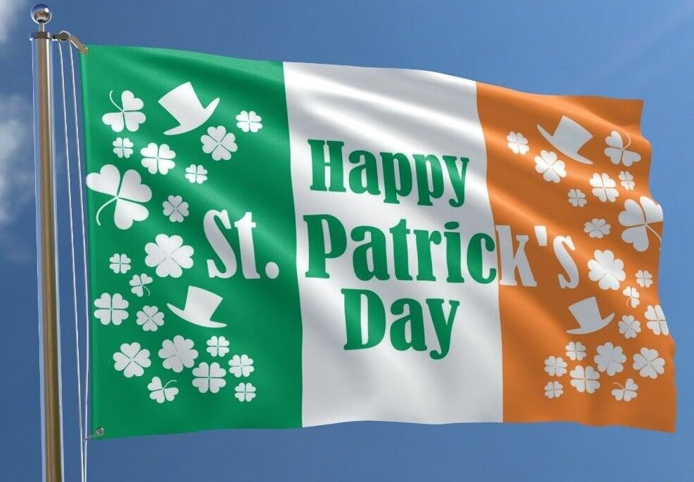 Irish Flag Ireland Republic Dublin St Patrick Day Football Rugby Pole Fan 3x2ft