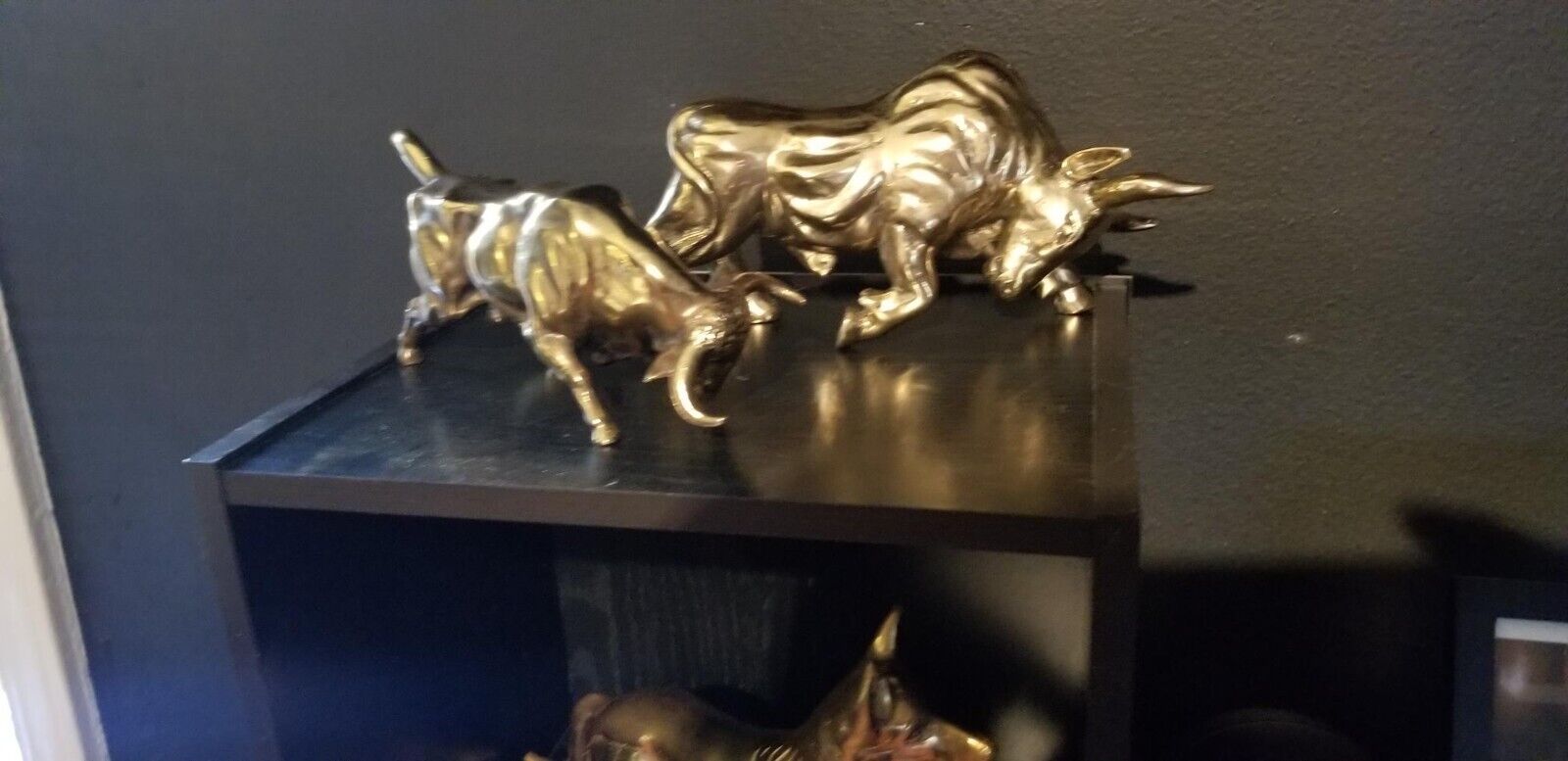 Two Vintage Brass Bull  Statue. Stock Market Bulls 