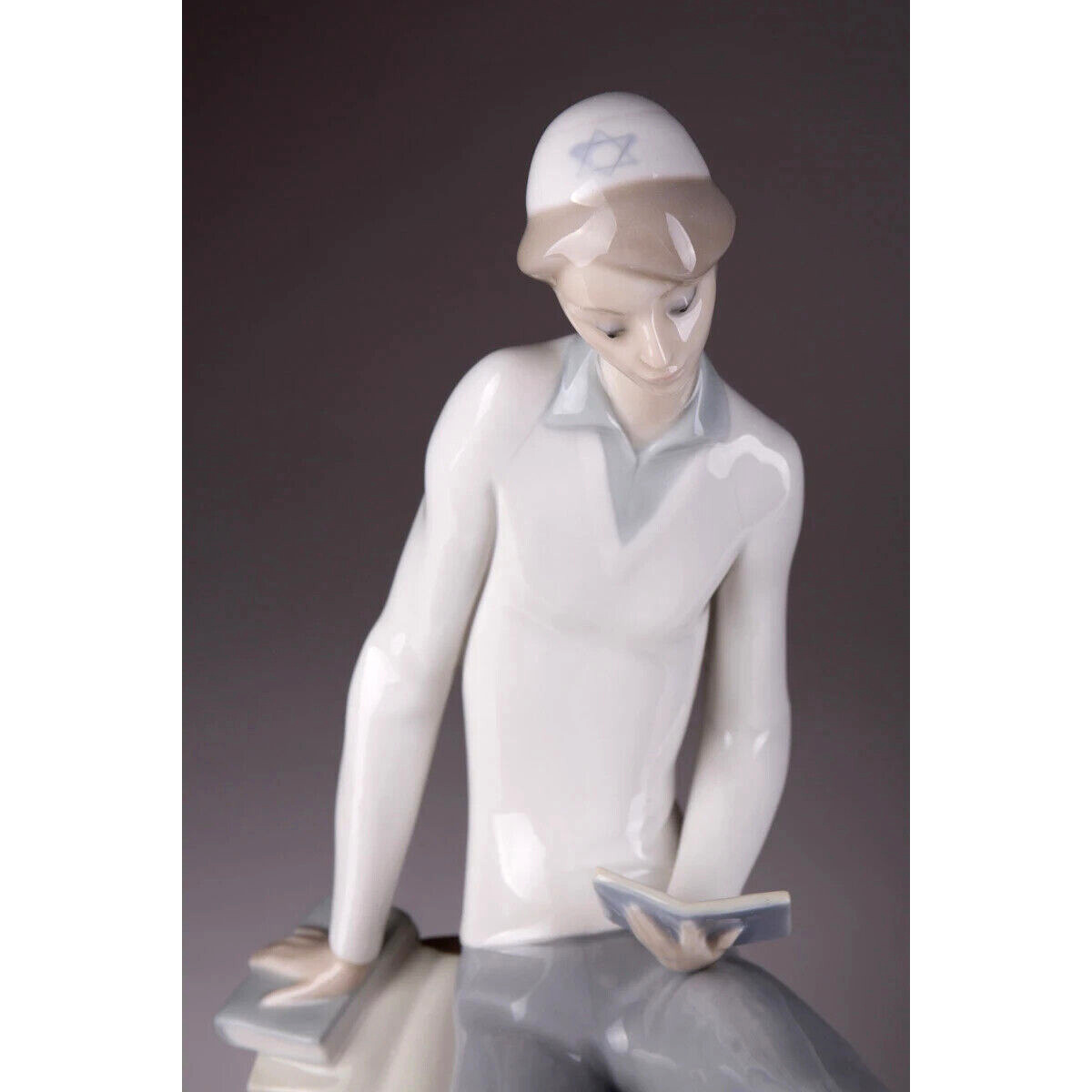 1980 Vintage Porcelain Statue Jewish Boy Lladro Judaica Figure Marked 30 cm