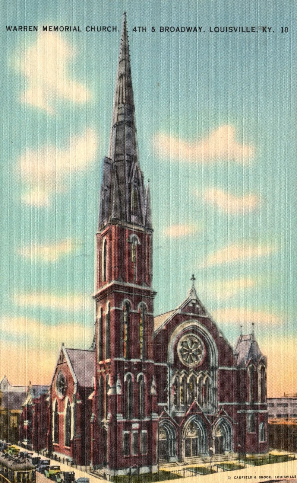 Vintage Postcard 1944 Warren Memorial Church Broadway Louisville Kentucky KY