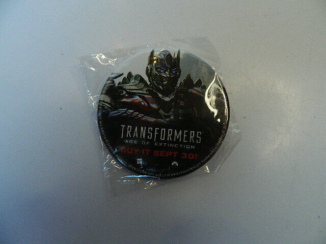 New Sealed Transformers Age Of Extinction Button Pin & Silver Balloon