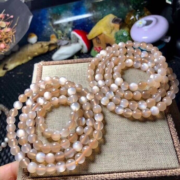 Natural Orange Sunstone Quartz Crystal Moonstone Beads Strong Light Bracelet