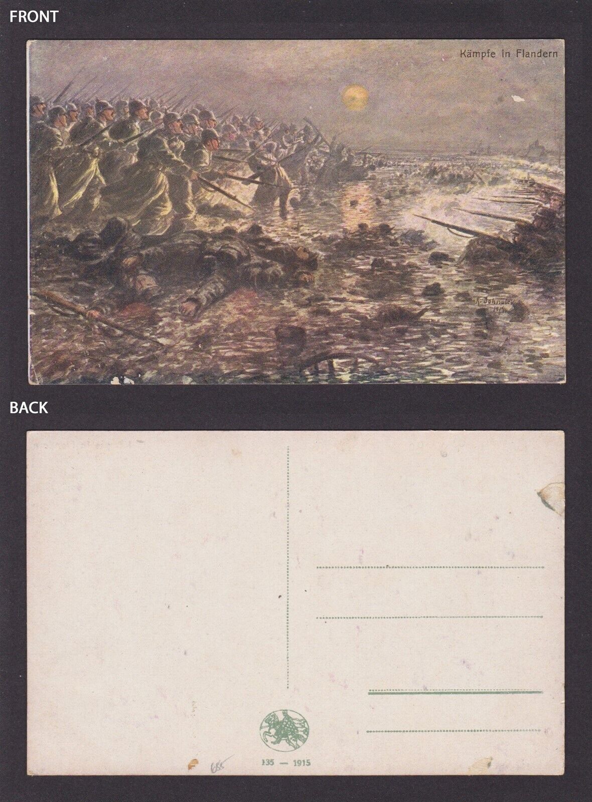Vintage postcard, Fight in Flanders, WWI, Unused