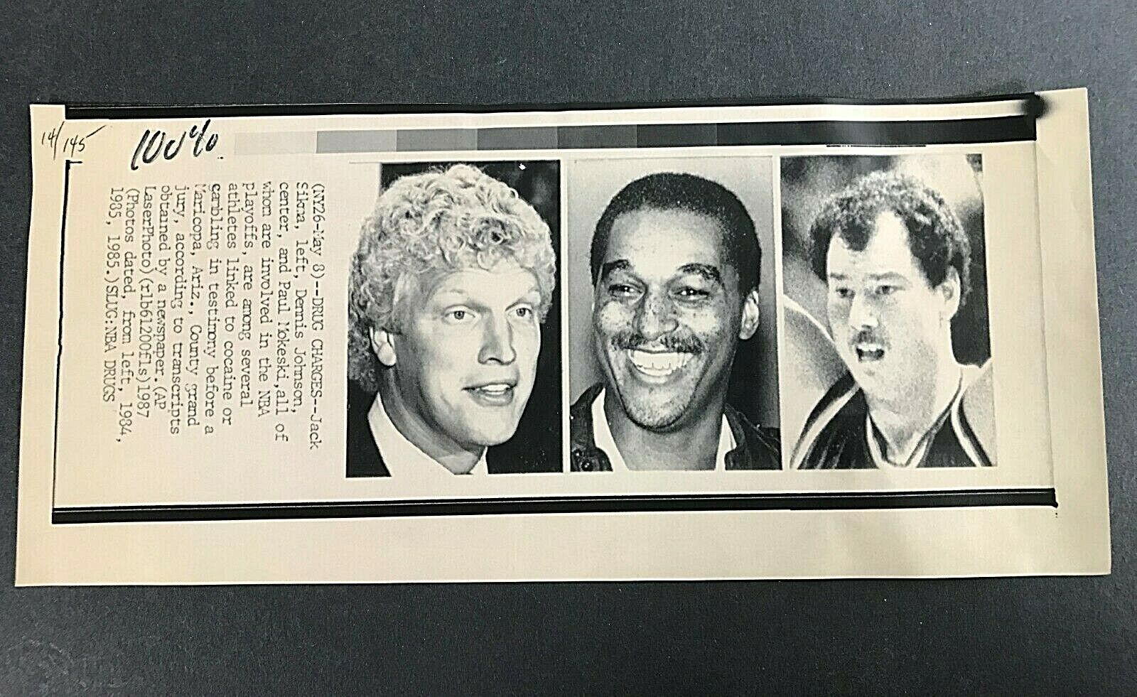 Wire Photo NBA Athletes Drug Charges Jack Sikma Dennis Johnson Paul Mokeski 1987