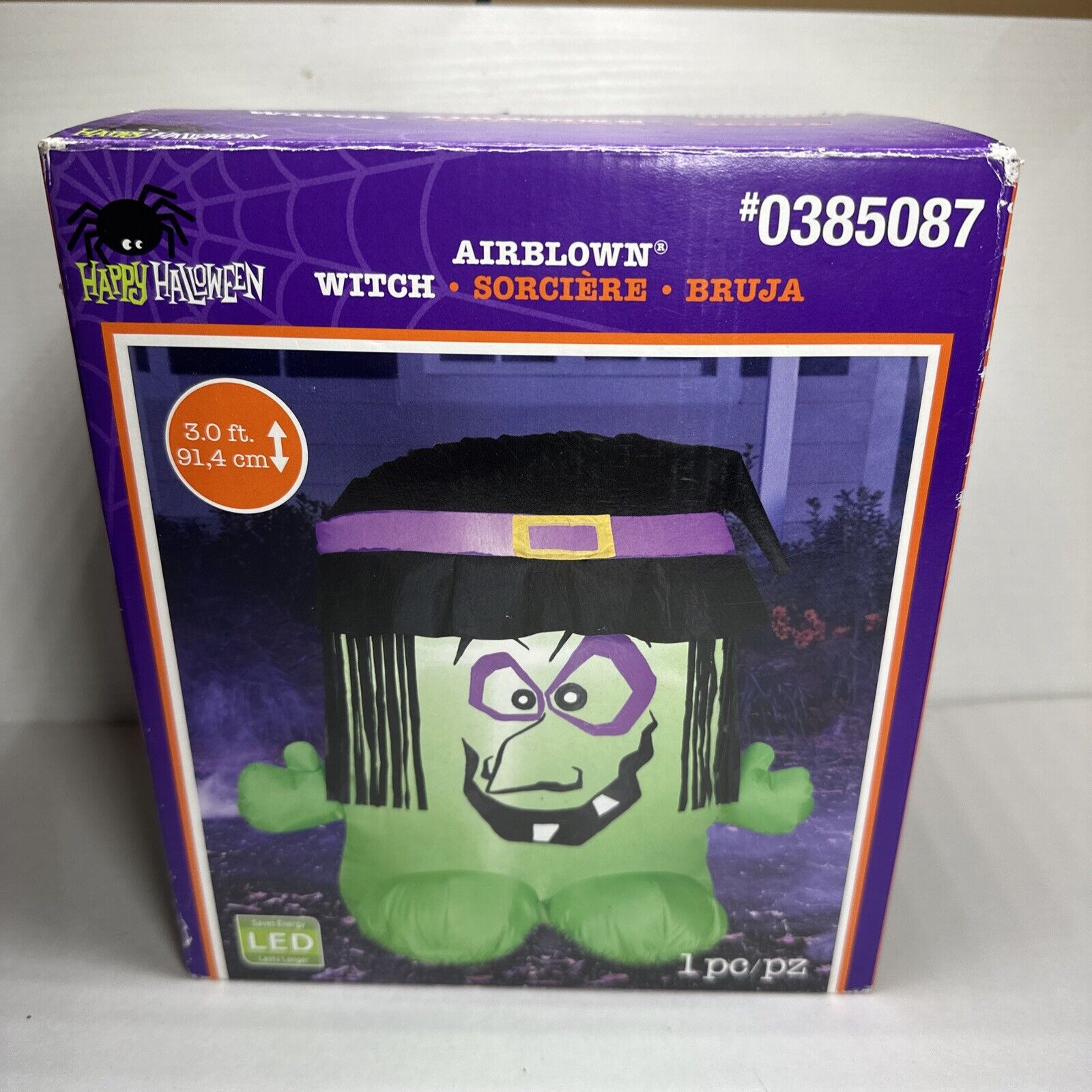 Gemmy Airblown Inflatable Witch 3 Ft W/LED Green #0385087 2012