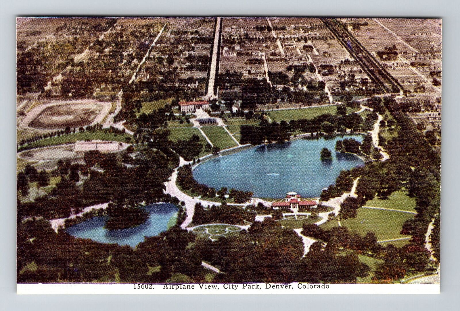 Denver CO-Colorado, Aerial View Of City Park Vintage Souvenir Postcard