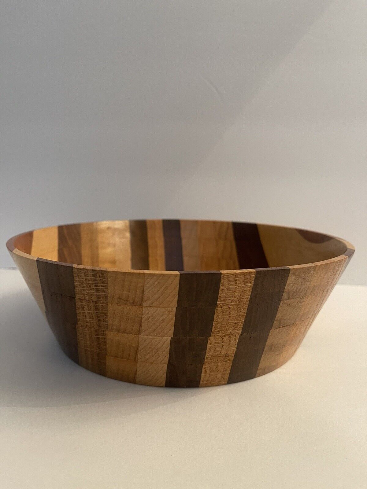 Retro Segmented Handcrafted Wooden Bowl