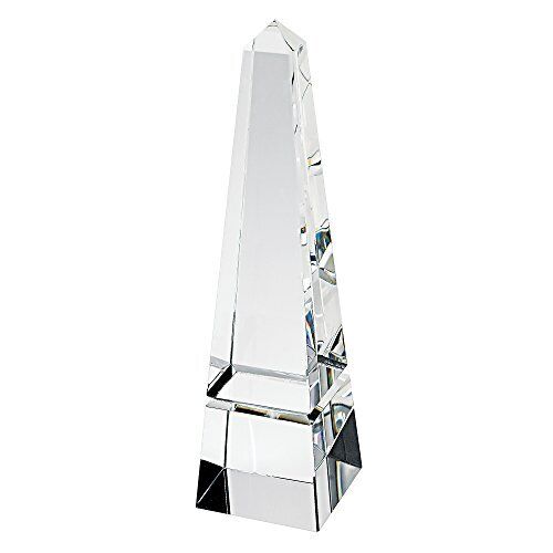 Modern Hand Crafted Crystal Decorative Optical Crystal Obelisk, 12 Inches