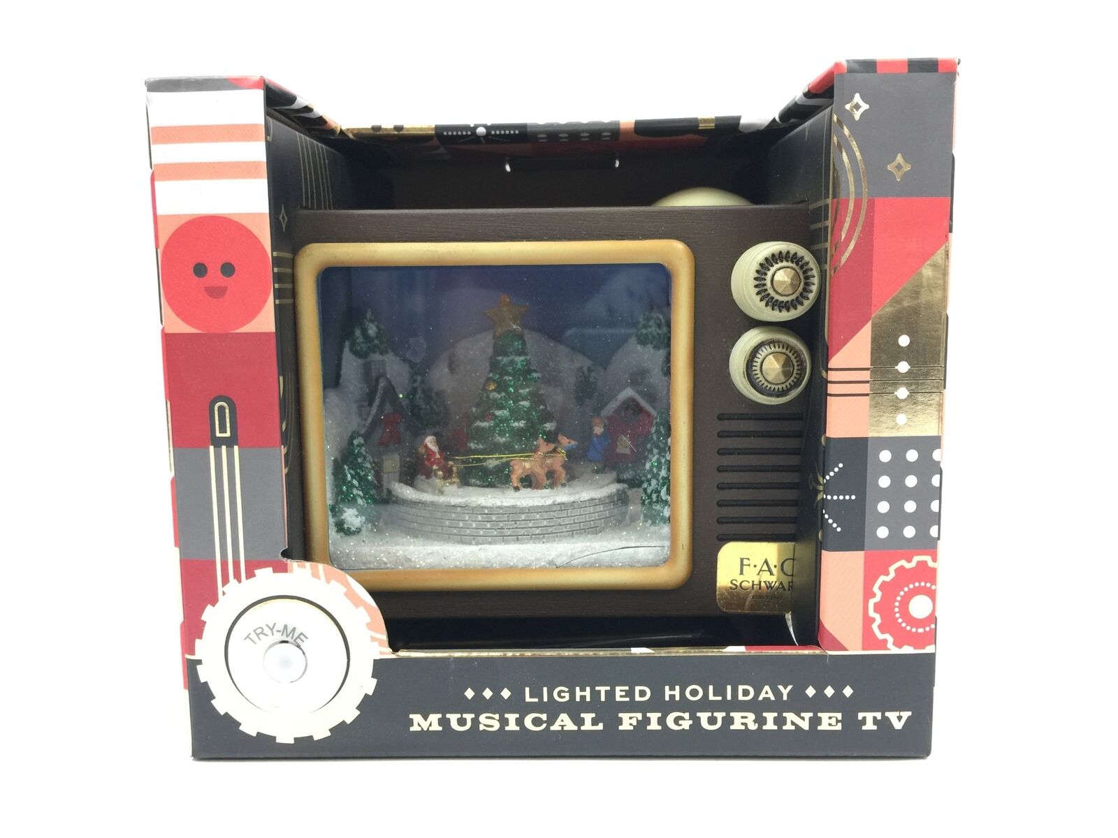Fao Schwarz Lighted Holiday Musical Figurine Tv Plays W/Defects