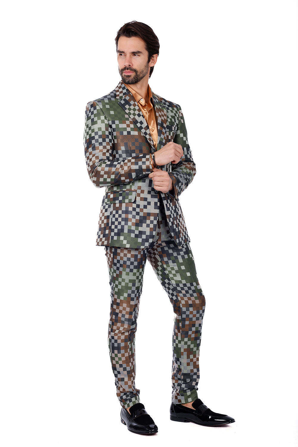 BARABAS Men's Camouflage Cotton Notched Lapel Suit 3SU28