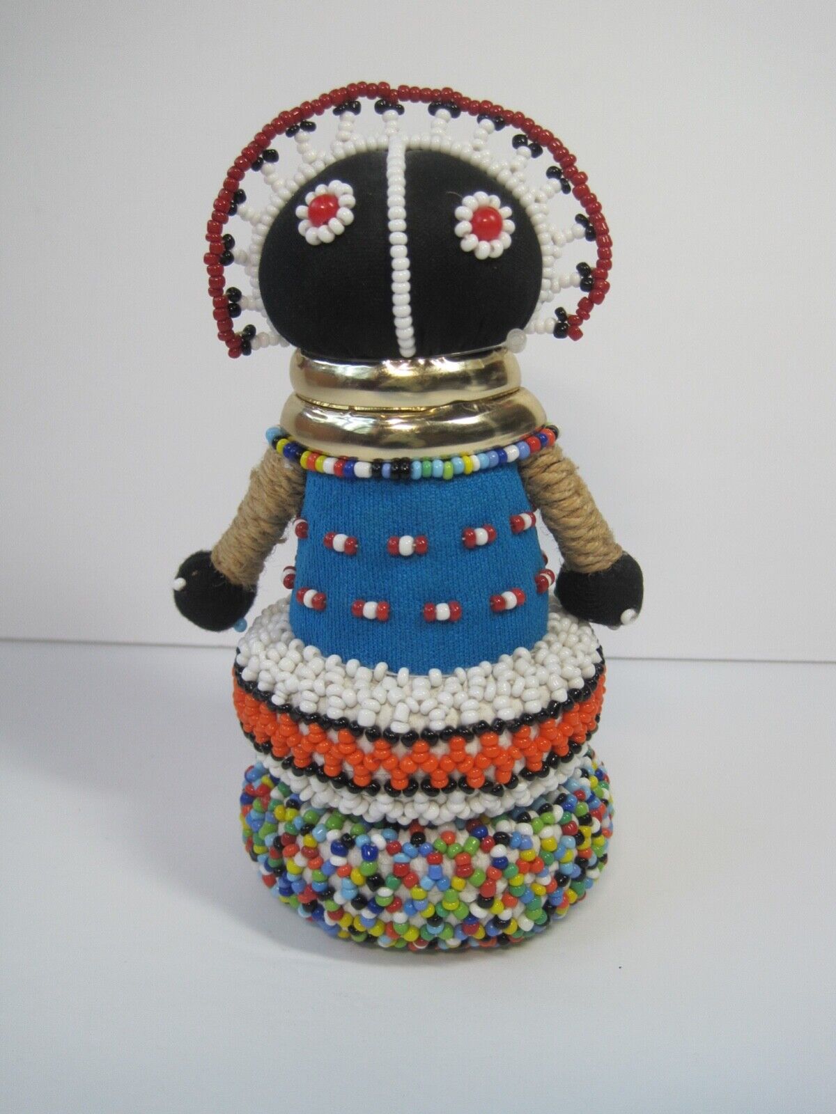 Hand Made South African Mopani Craft Beaded Ndebele Fertility Doll 6.5\