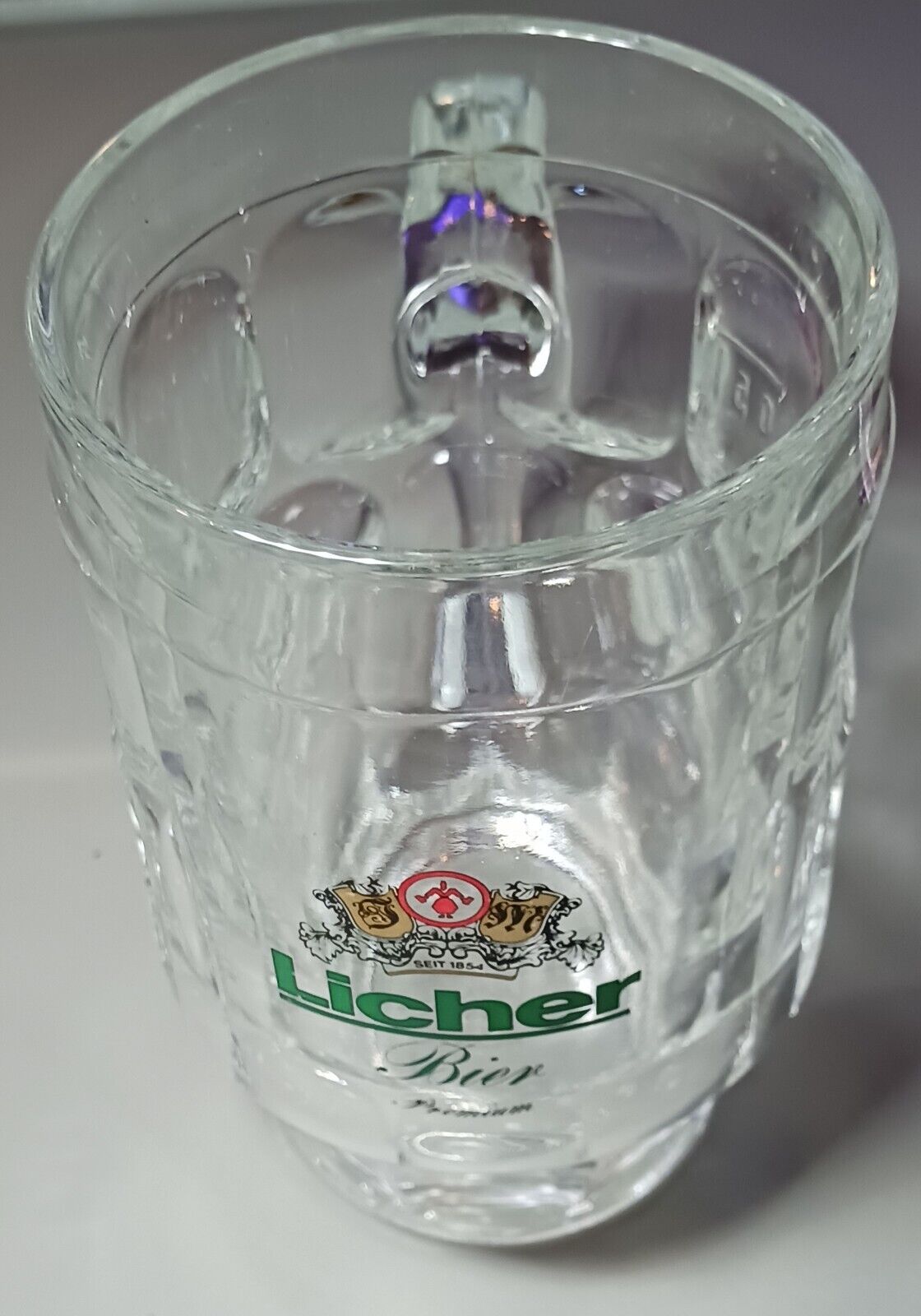 Vintage 1980s German Licher Bier Large Glass Beer Mug . 