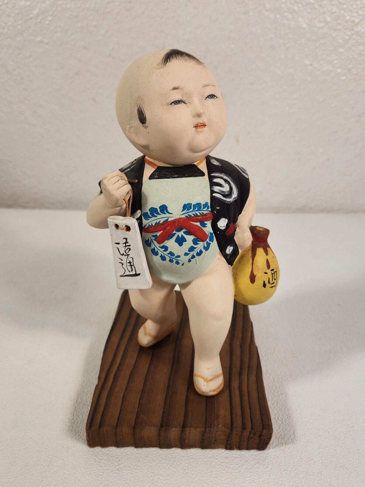 Vintage Japanese Hakata Doll Boy Holding Jug Circa 1960s Hand Painted Fast Ship
