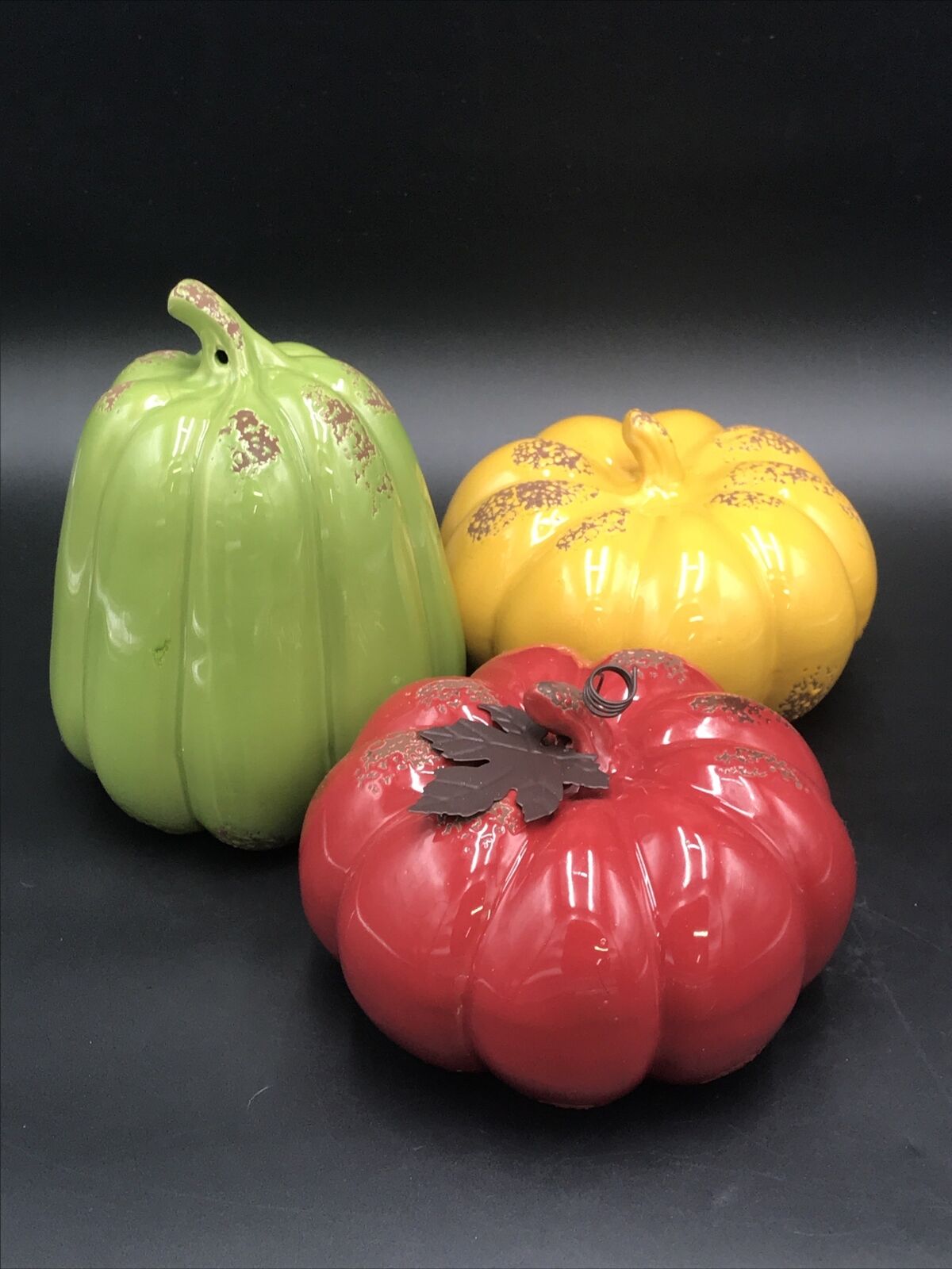 Hobby Lobby 2017 Set Of 3 Glass Gourds Fall Multi. Large. Rare.  See Pics.