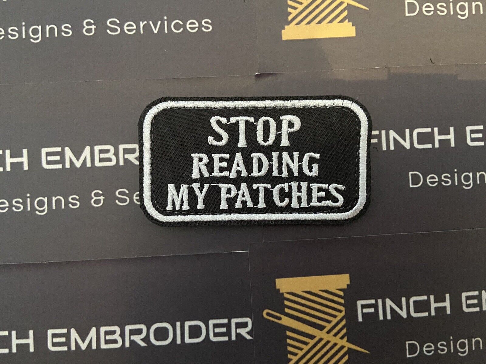 Stop Reading Morale Patch Official HOOK Backing Novelty Text Patches Badge