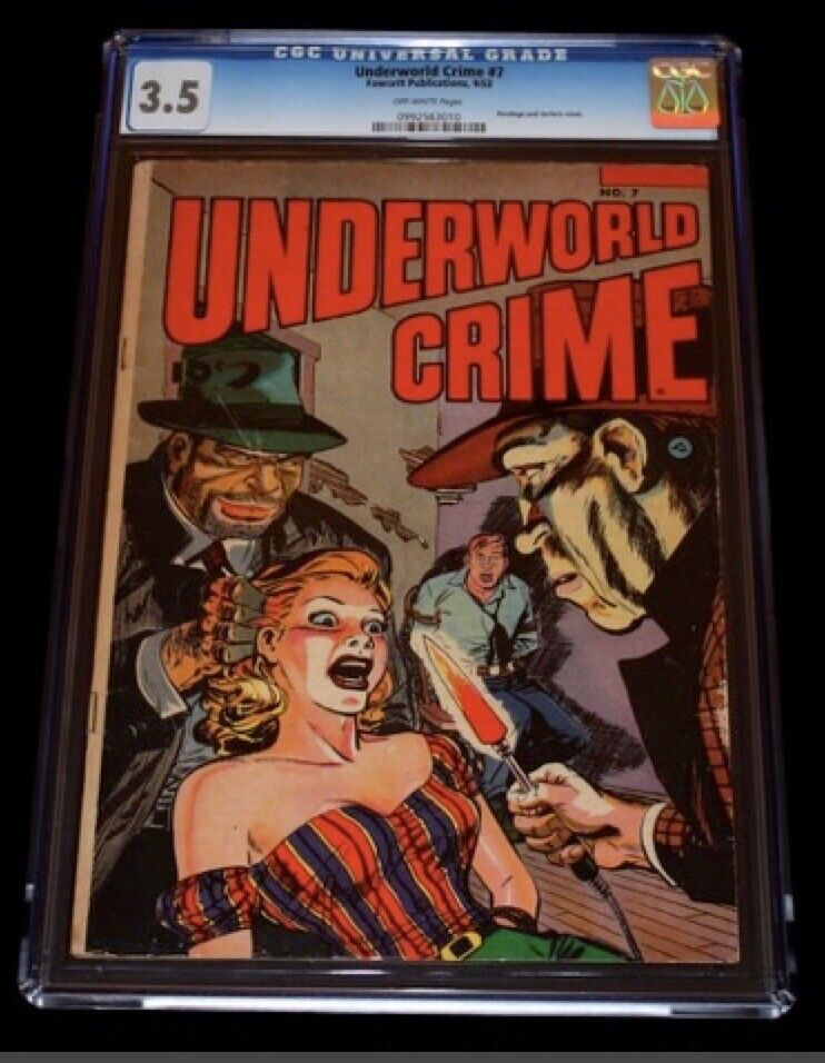 UNDERWORLD CRIME #7 ^ CGC 3.5 Unrestored ^ Classic Bondage Torture RARE Time Pay