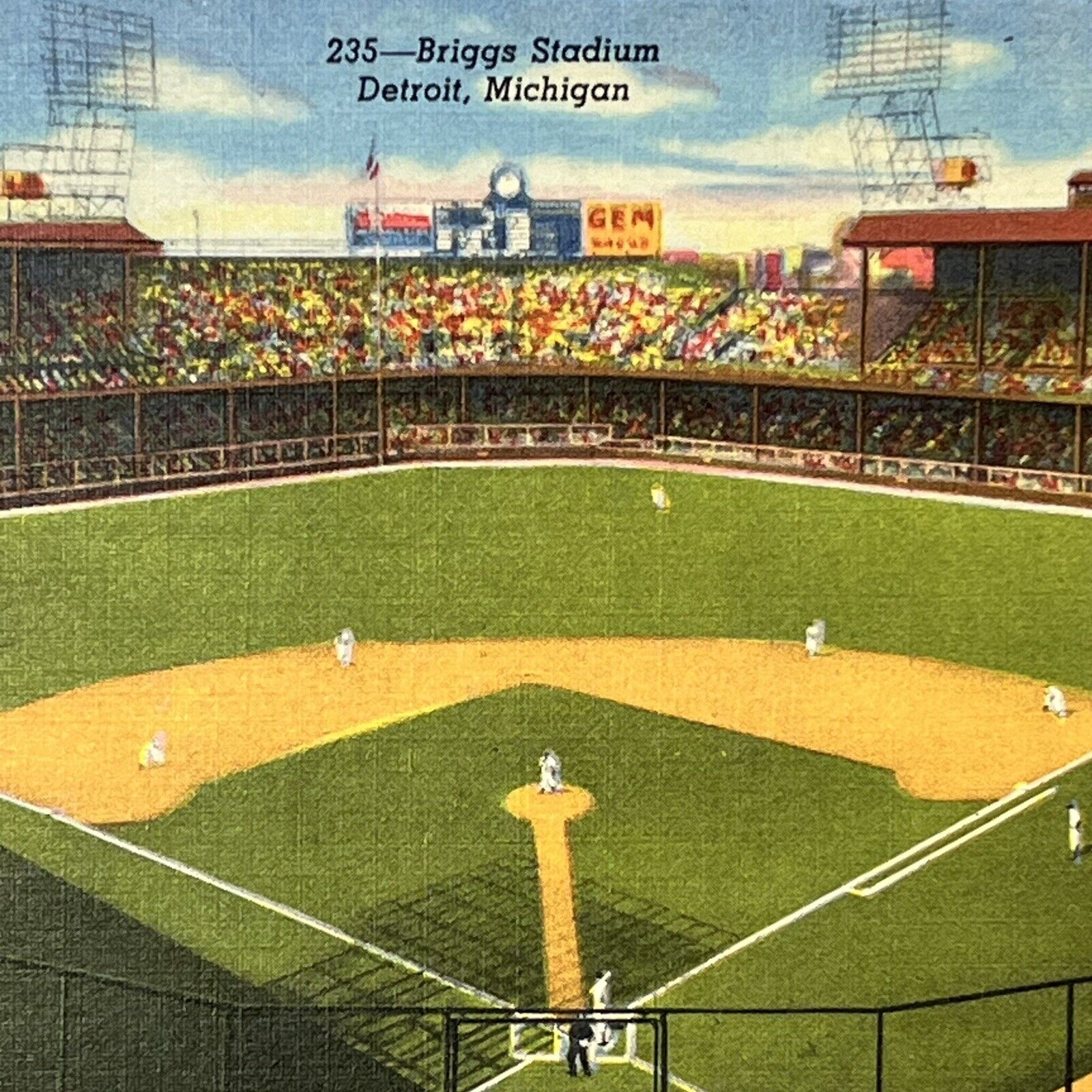 Vintage Detroit, MI Briggs Stadium Linen Postcard Unposted Tigers Lions Michigan