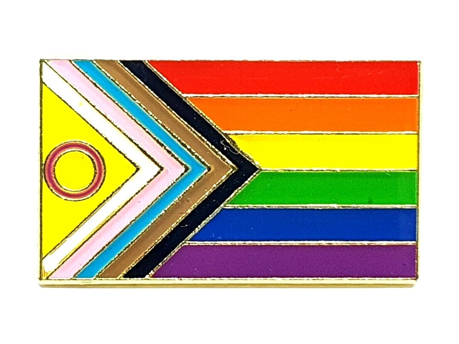 Progress Pride Badge Flag Large Lapel Pin Gay Trans Bi Intersex Rights LGBTQIA+