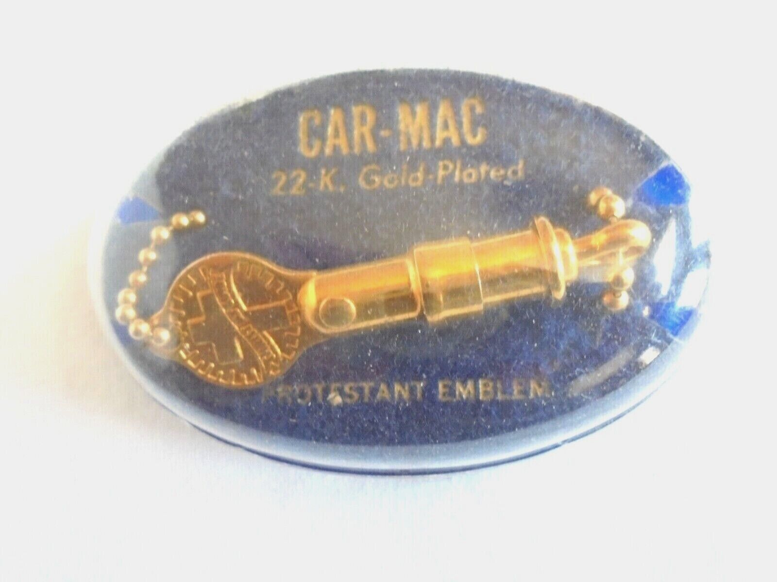 Vintage Car-Mac Gold Plated Christ My Guide Pull Apart Keychain in Orig. Package