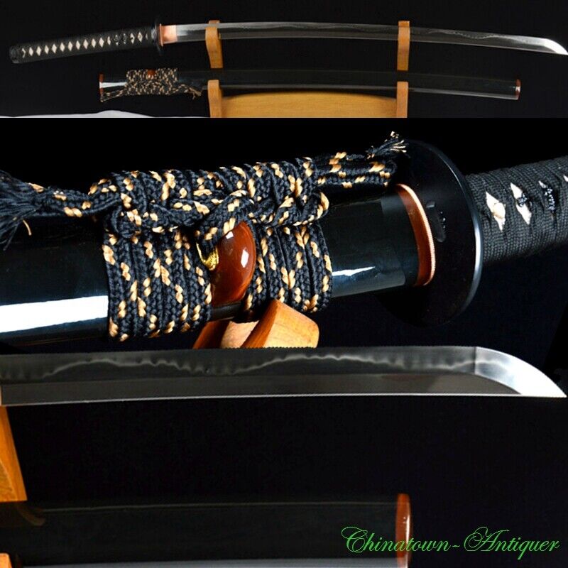 Combat Ready Japanese Katana T10 Steel Blade Clay Tempered Samurai Sword #2212