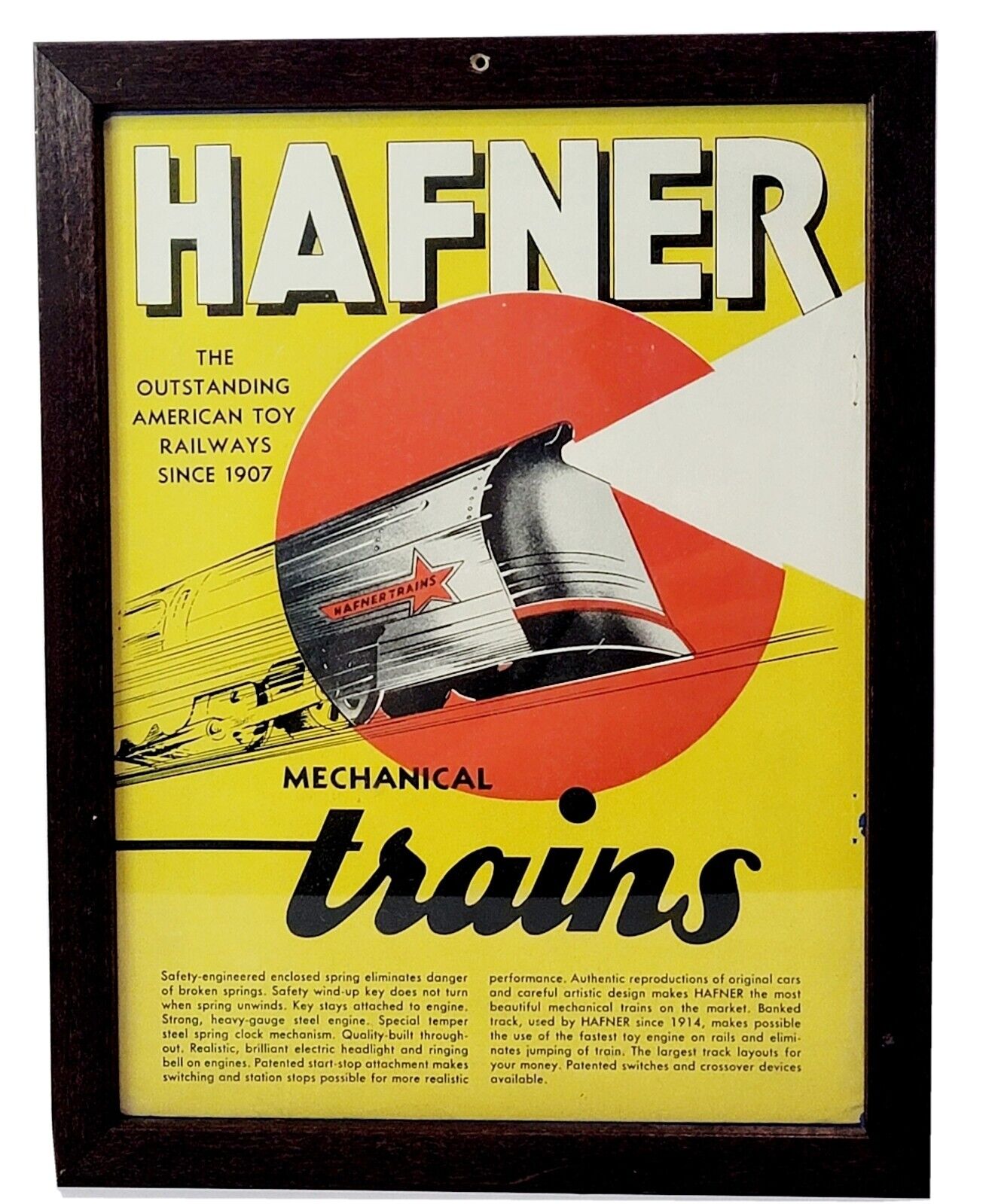 FRAMED 1952 PRINT AD 2 PG Hafner Toy Mechanical Train Sets Wyandotte Railways