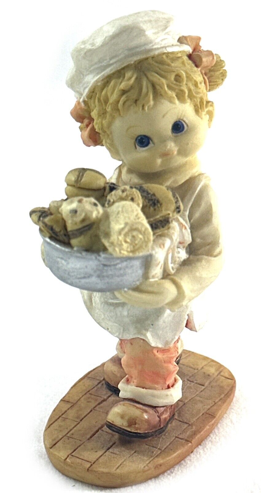 Vintage Figurine Girl Carrying Baked Goods 4” Tall
