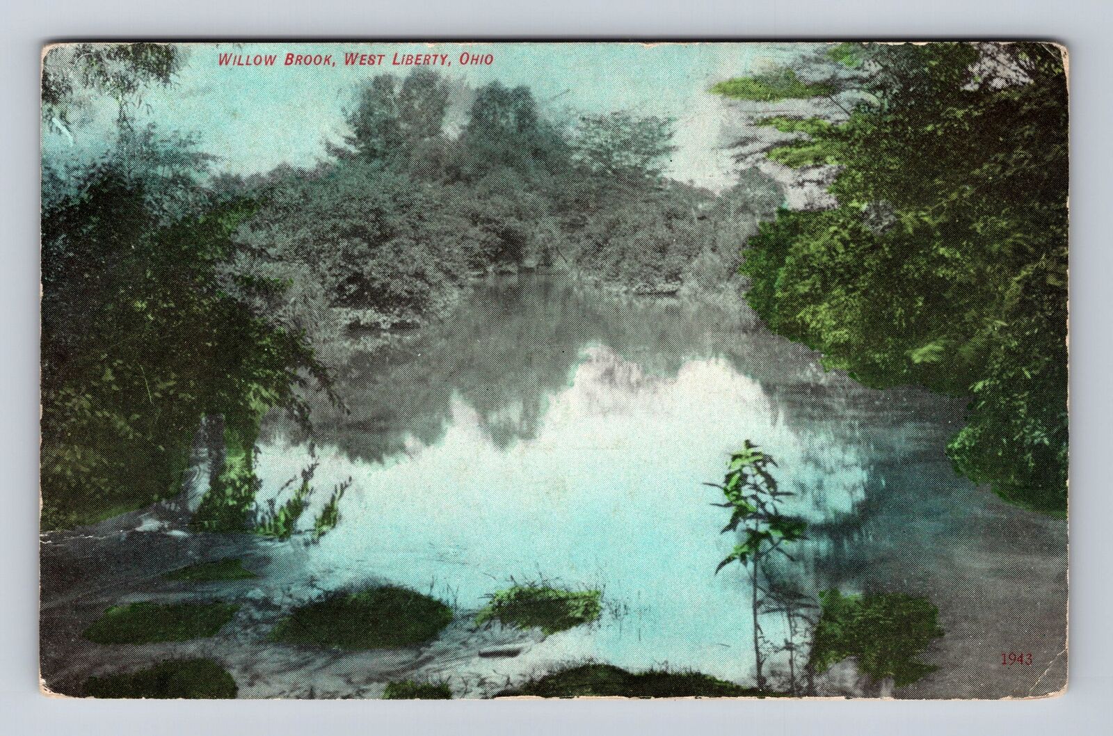 West Liberty OH-Ohio, Willow Brook, Antique, Vintage c1930 Souvenir Postcard