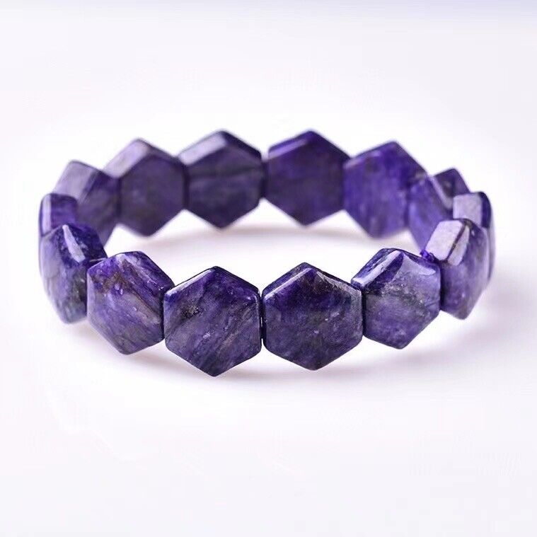 Natural Purple Charoite Quartz Crystal Hexagon Bangle Bracelet Reiki Energy Gift