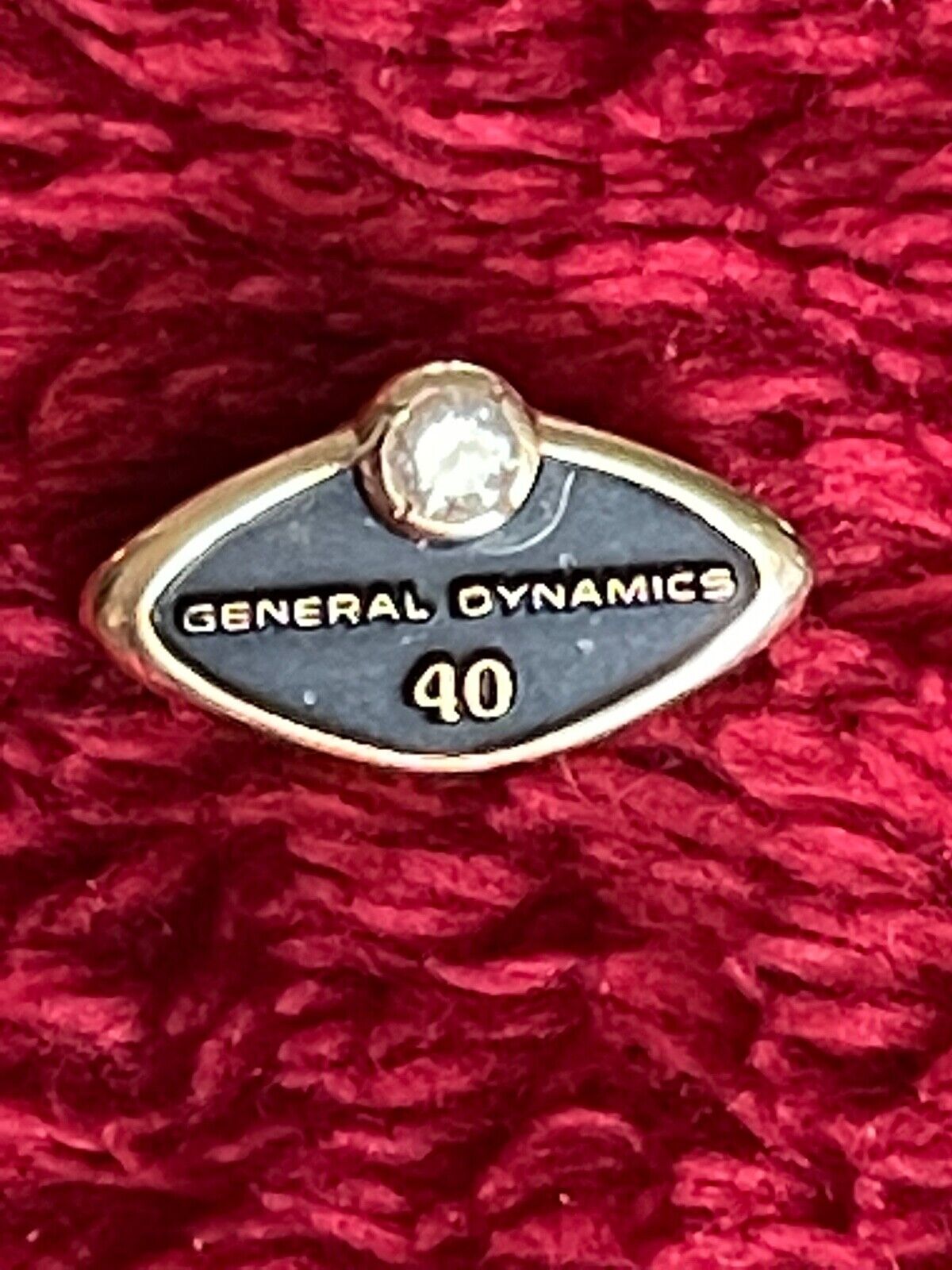 Vintage General Dynamics 40 Year Employee Aerospace 14k Gold Diamond Pin