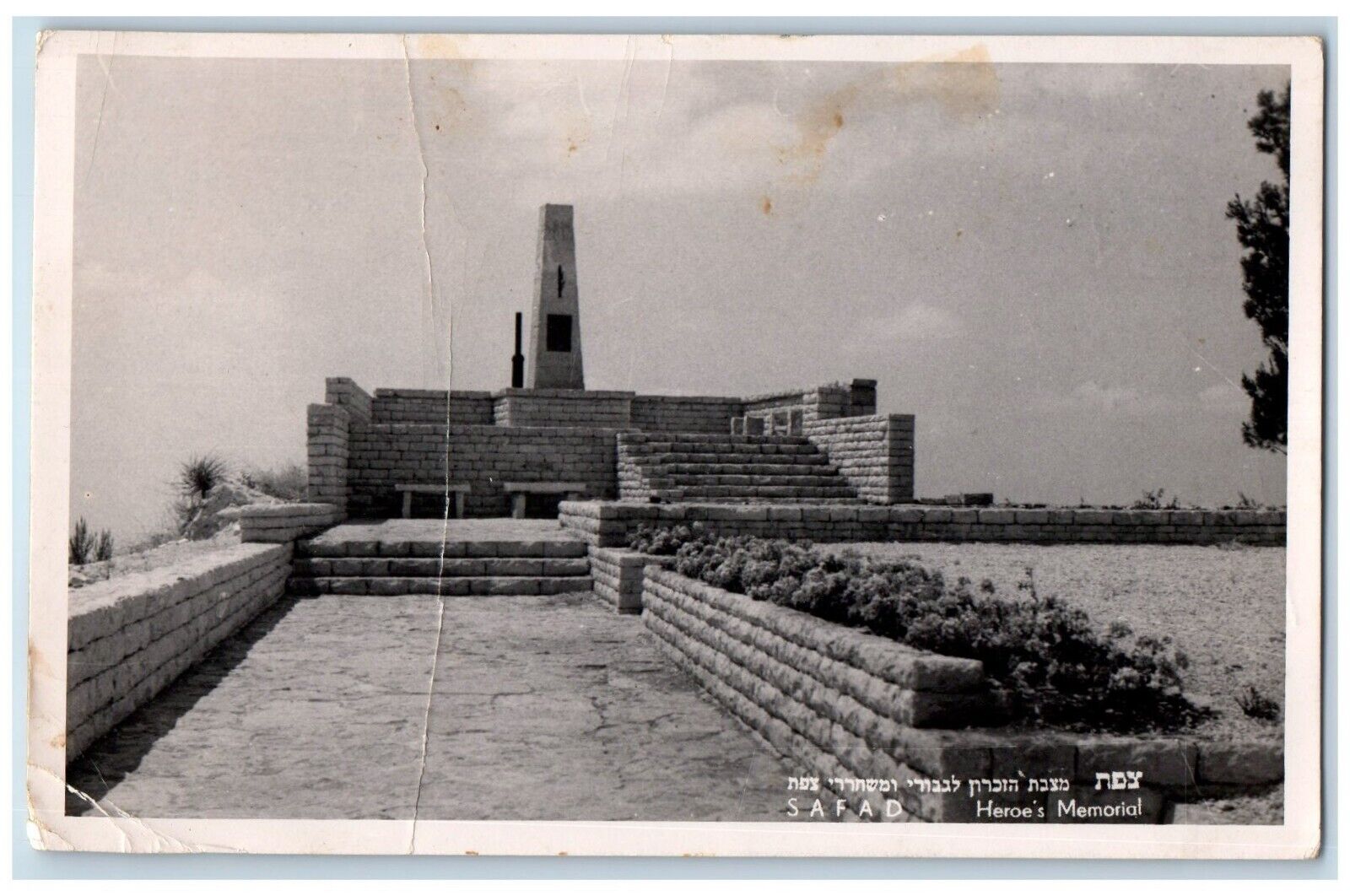 c1960's Hero's Monument Memorial Safed Tsfat Israel RPPC Photo Postcard