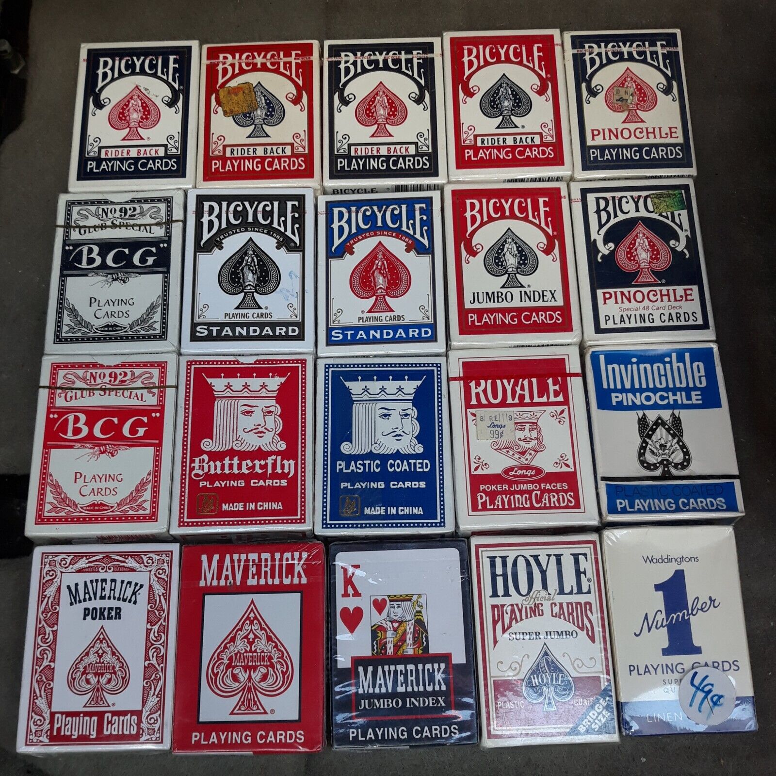 LOT OF 20 Factory Sealed Playing Card Decks, Rider Back, Maverick, Hoyle, BCG...