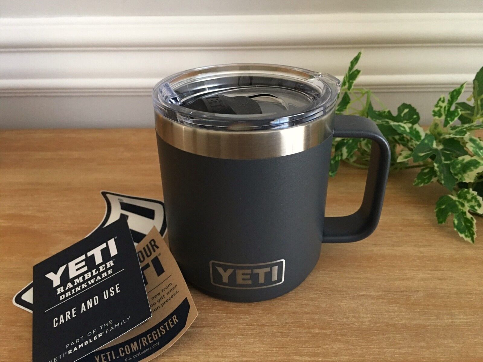 NEW YETI RAMBLER 14oz MUG CUP W/ MAGSLIDER LID STAINLESS STEEL CHARCOAL NWT